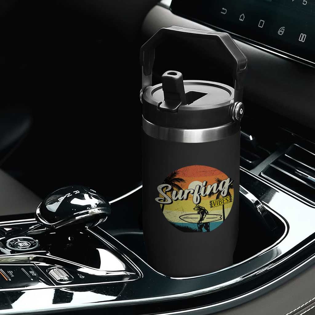 Surfing Lover Flip Straw Tumbler Surfing Vibes Retro Vintage Summer Vacation TS11 Print Your Wear