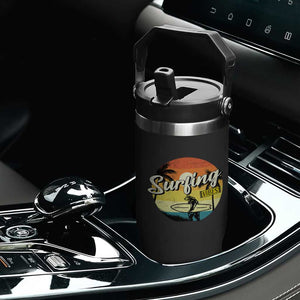Surfing Lover Flip Straw Tumbler Surfing Vibes Retro Vintage Summer Vacation TS11 Print Your Wear