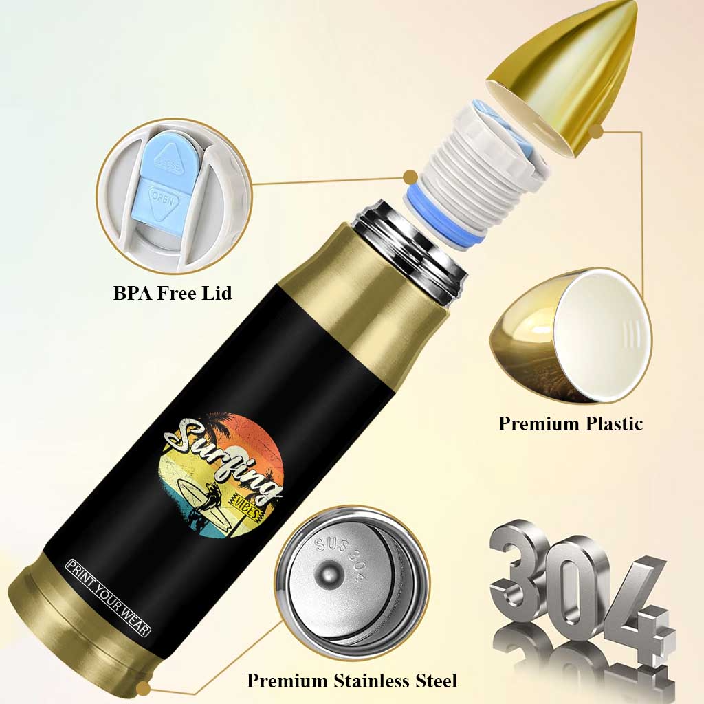 Surfing Lover Bullet Tumbler Surfing Vibes Retro Vintage Summer Vacation TS11 Print Your Wear