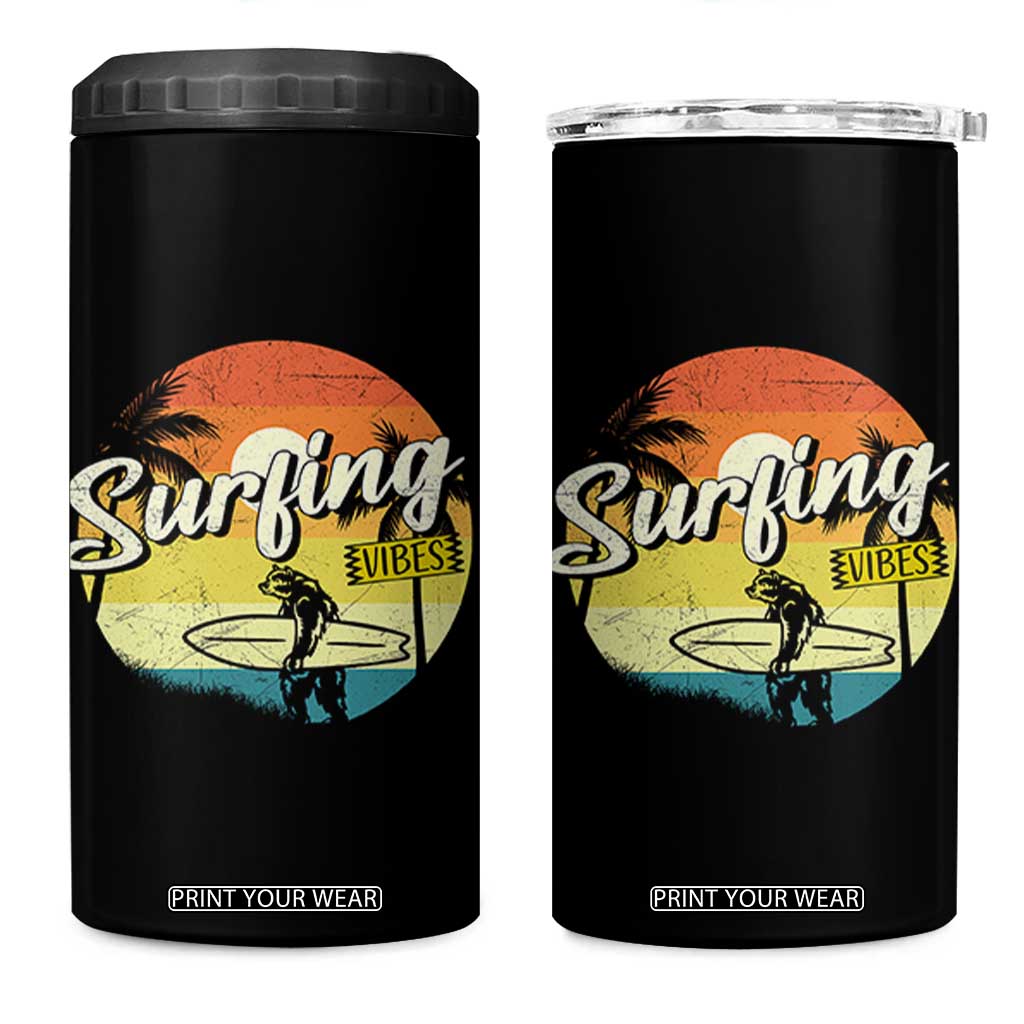 Surfing Lover 4 in 1 Can Cooler Tumbler Surfing Vibes Retro Vintage Summer Vacation TS11 One Size: 16 oz Black Print Your Wear