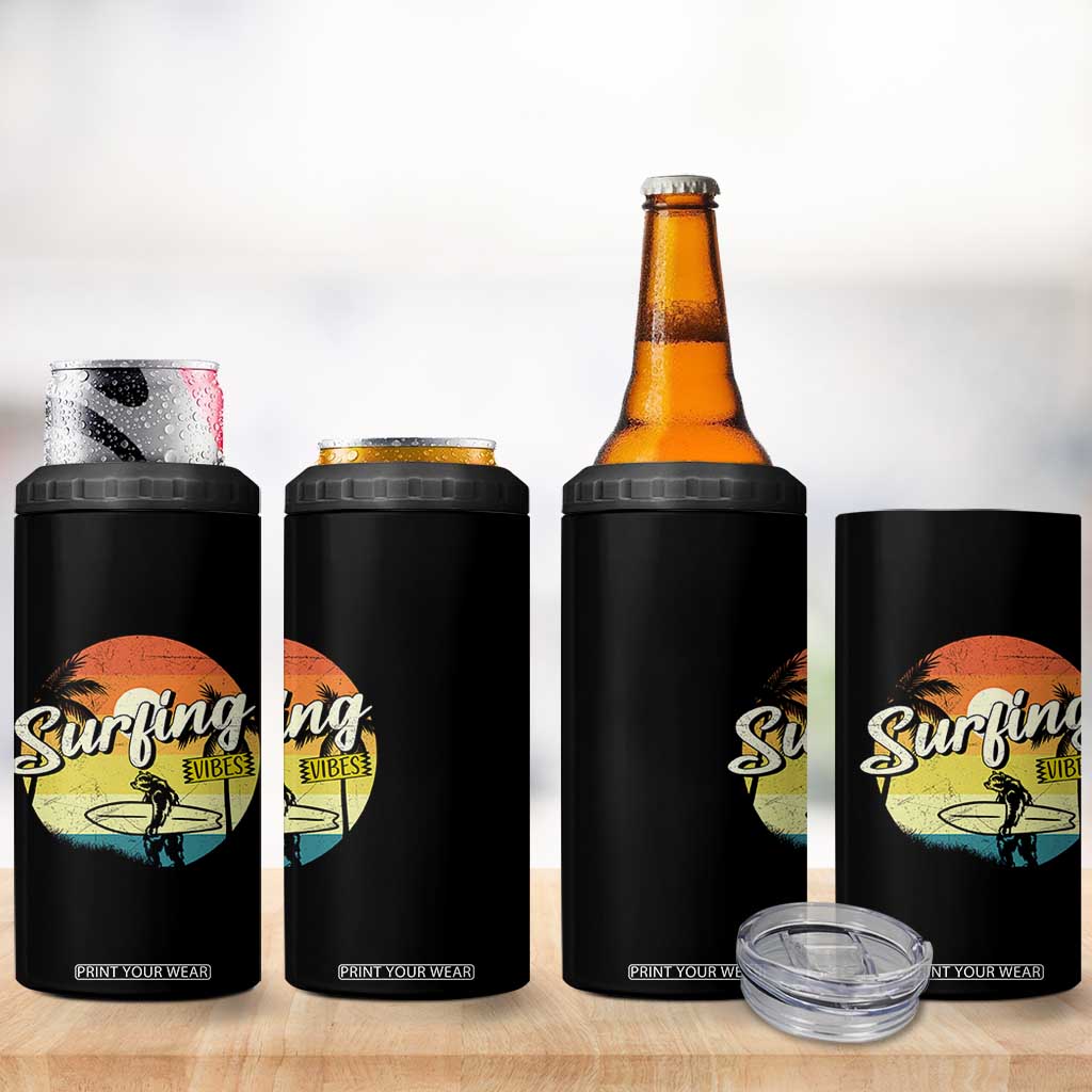 Surfing Lover 4 in 1 Can Cooler Tumbler Surfing Vibes Retro Vintage Summer Vacation TS11 Print Your Wear