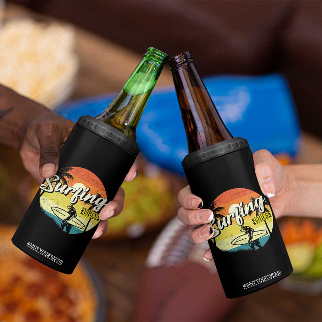 Surfing Lover 4 in 1 Can Cooler Tumbler Surfing Vibes Retro Vintage Summer Vacation TS11 Print Your Wear
