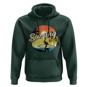 Surfing Lover Hoodie Surfing Vibes Retro Vintage Summer Vacation TS11 Dark Forest Green Print Your Wear