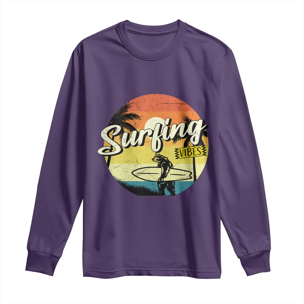 Surfing Lover Long Sleeve Shirt Surfing Vibes Retro Vintage Summer Vacation TS11 Purple Print Your Wear