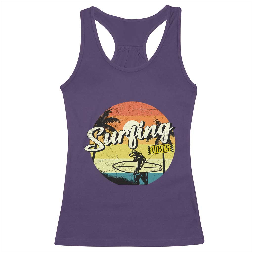 Surfing Lover Racerback Tank Top Surfing Vibes Retro Vintage Summer Vacation TS11 Purple Print Your Wear
