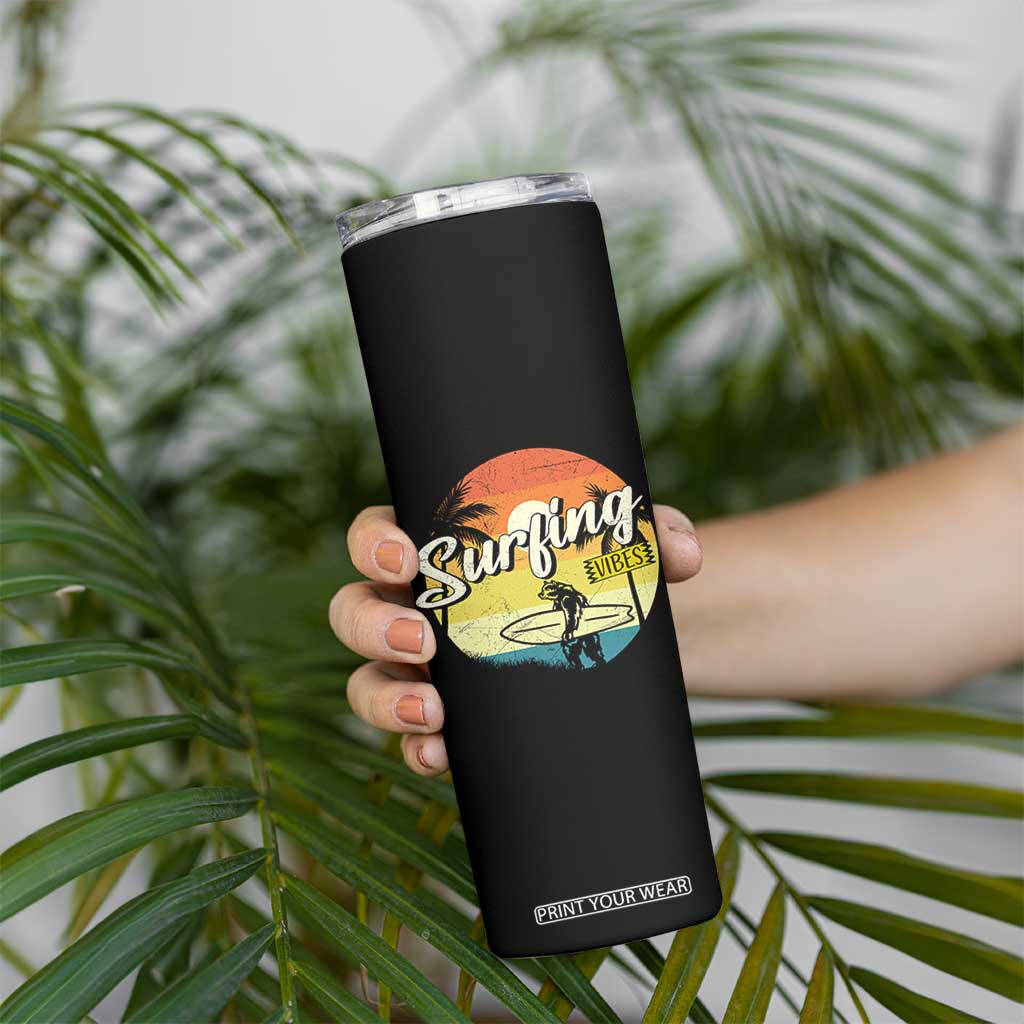 Surfing Lover Skinny Tumbler Surfing Vibes Retro Vintage Summer Vacation TS11 Print Your Wear