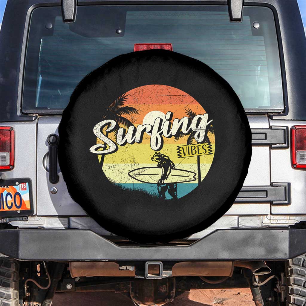 Surfing Lover Spare Tire Cover Surfing Vibes Retro Vintage Summer Vacation TS11 No hole Black Print Your Wear