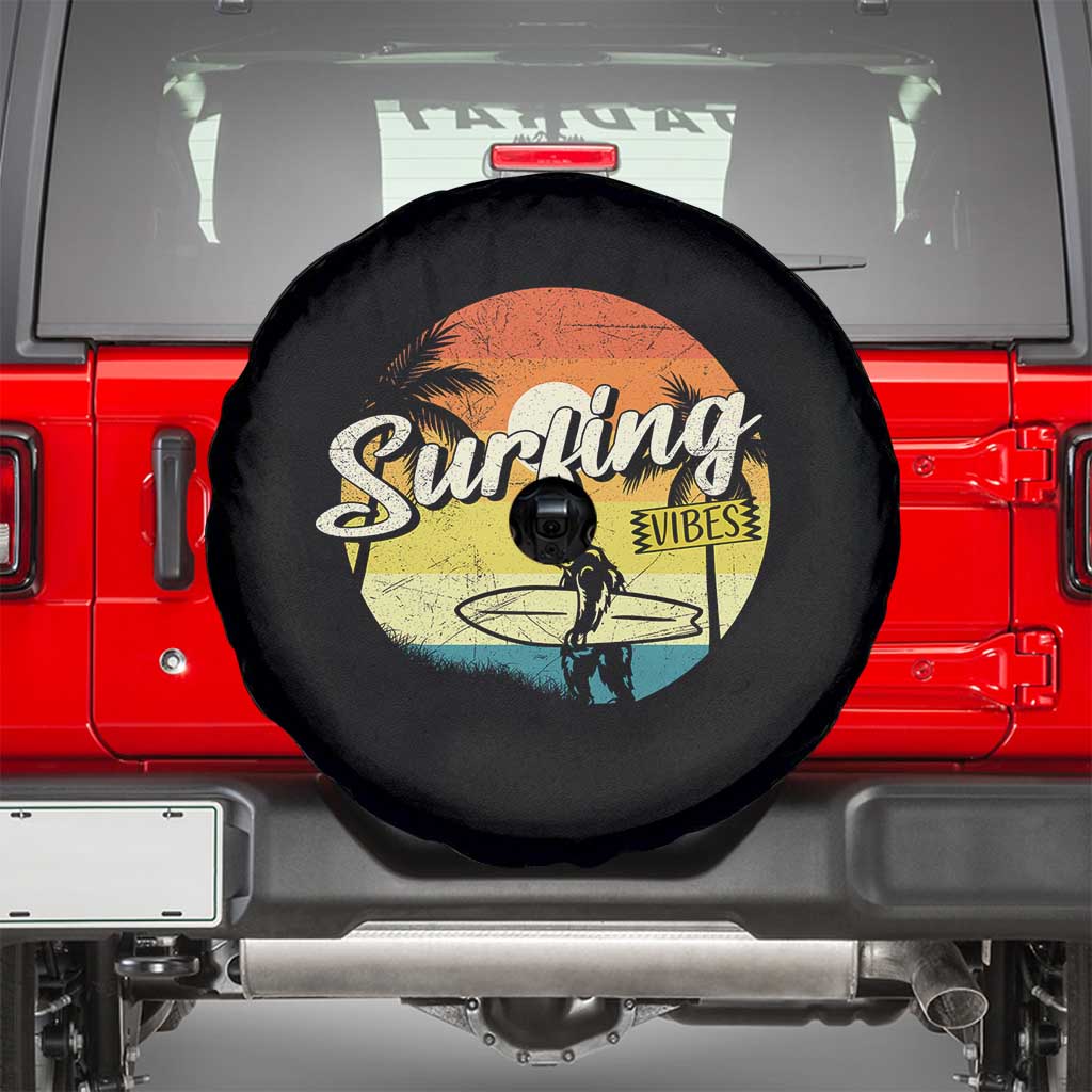 Surfing Lover Spare Tire Cover Surfing Vibes Retro Vintage Summer Vacation TS11 Black Print Your Wear