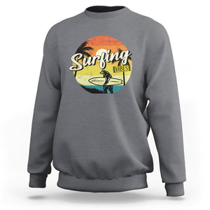 Surfing Lover Sweatshirt Surfing Vibes Retro Vintage Summer Vacation TS11 Charcoal Print Your Wear