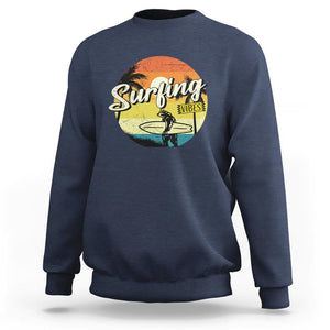 Surfing Lover Sweatshirt Surfing Vibes Retro Vintage Summer Vacation TS11 Navy Print Your Wear