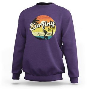 Surfing Lover Sweatshirt Surfing Vibes Retro Vintage Summer Vacation TS11 Purple Print Your Wear