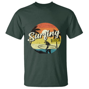 Surfing Lover T Shirt Surfing Vibes Retro Vintage Summer Vacation TS11 Dark Forest Green Print Your Wear
