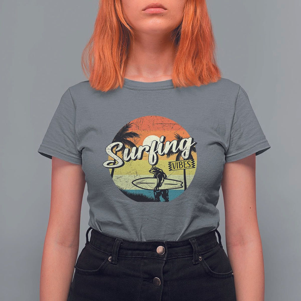 Surfing Lover T Shirt For Women Surfing Vibes Retro Vintage Summer Vacation TS11 Charcoal Print Your Wear