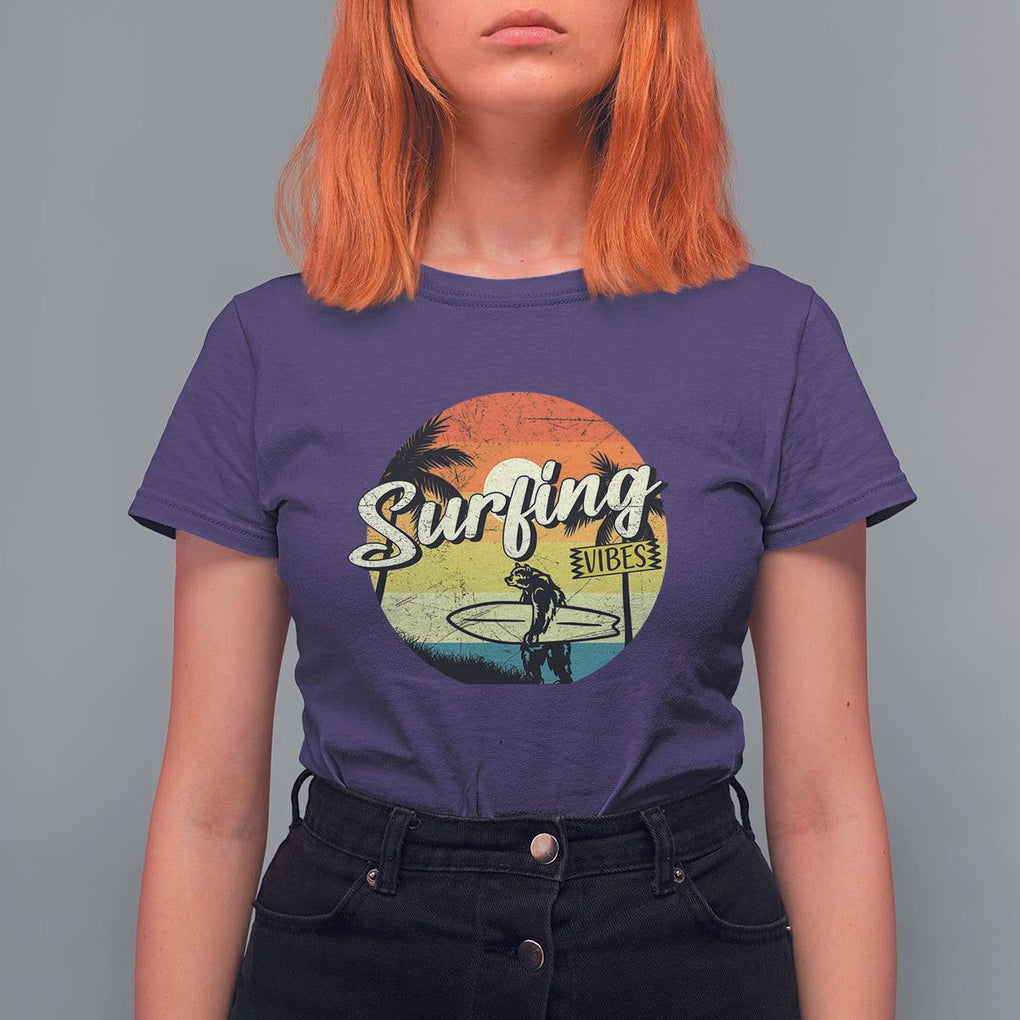 Surfing Lover T Shirt For Women Surfing Vibes Retro Vintage Summer Vacation TS11 Purple Print Your Wear