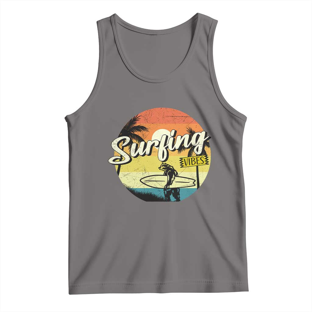 Surfing Lover Tank Top Surfing Vibes Retro Vintage Summer Vacation TS11 Deep Heather Print Your Wear
