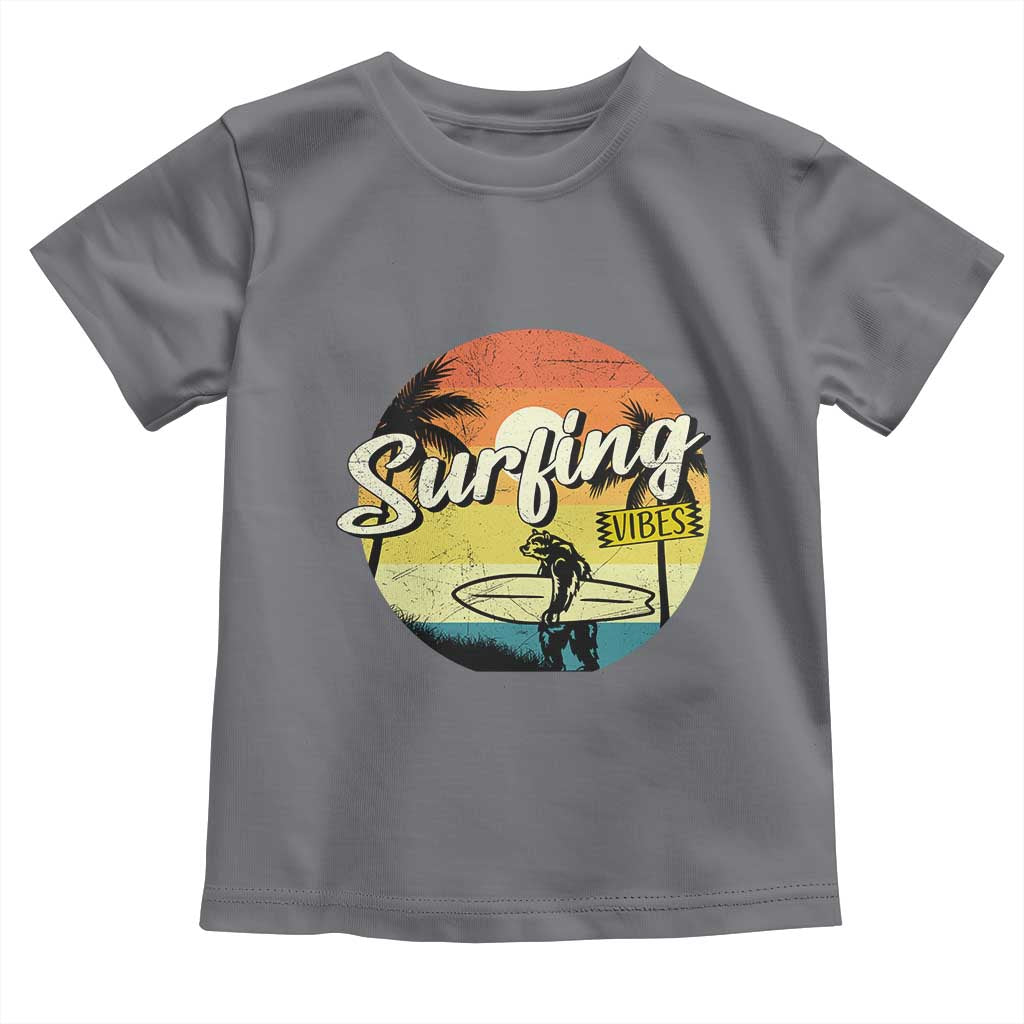 Surfing Lover Toddler T Shirt Surfing Vibes Retro Vintage Summer Vacation TS11 Charcoal Print Your Wear