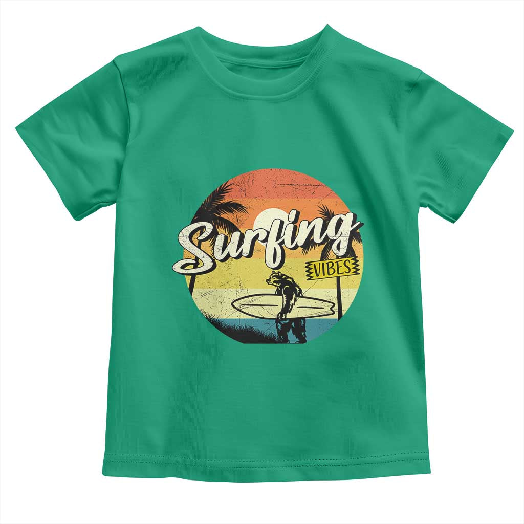 Surfing Lover Toddler T Shirt Surfing Vibes Retro Vintage Summer Vacation TS11 Irish Green Print Your Wear
