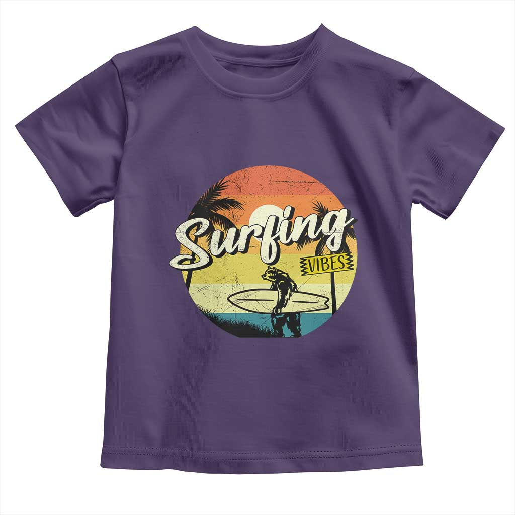 Surfing Lover Toddler T Shirt Surfing Vibes Retro Vintage Summer Vacation TS11 Purple Print Your Wear