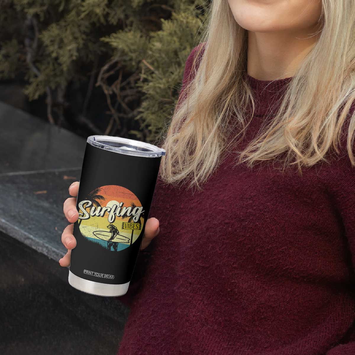 Surfing Lover Tumbler Cup Surfing Vibes Retro Vintage Summer Vacation TS11 Print Your Wear