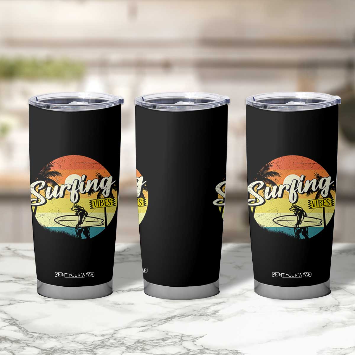 Surfing Lover Tumbler Cup Surfing Vibes Retro Vintage Summer Vacation TS11 Print Your Wear
