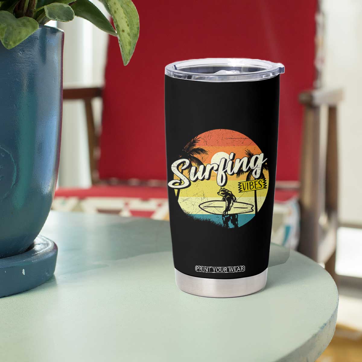 Surfing Lover Tumbler Cup Surfing Vibes Retro Vintage Summer Vacation TS11 Print Your Wear