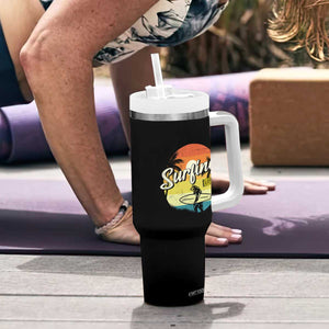 Surfing Lover Tumbler With Handle Surfing Vibes Retro Vintage Summer Vacation TS11 Print Your Wear