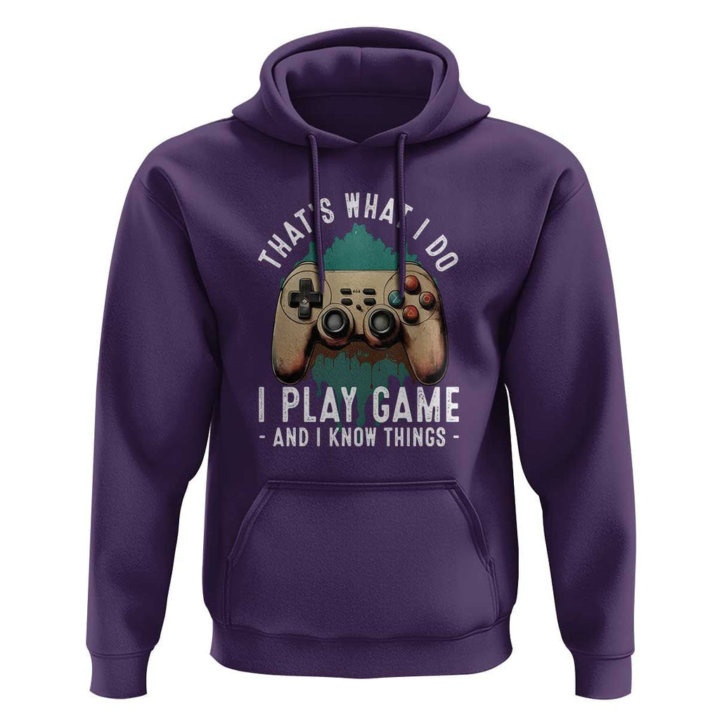 Funny Gaming Hoodie That's What I Do I Play Game And I Know Things Game Console TS11 Purple Print Your Wear