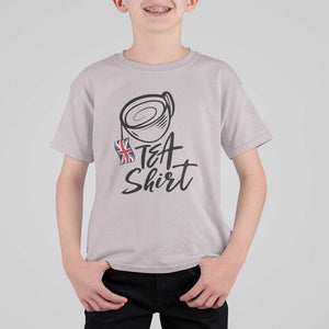 Funny British Tea T Shirt For Kid Quote UK Flag TS11 Ice Gray Print Your Wear