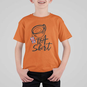 Funny British Tea T Shirt For Kid Quote UK Flag TS11 Orange Print Your Wear