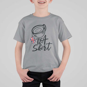 Funny British Tea T Shirt For Kid Quote UK Flag TS11 Sport Gray Print Your Wear