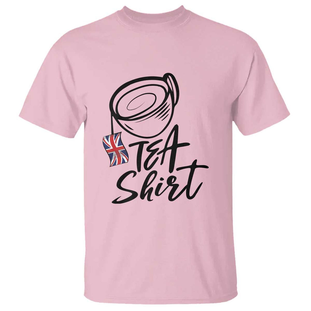 Funny British Tea T Shirt Quote UK Flag TS11 Light Pink Print Your Wear