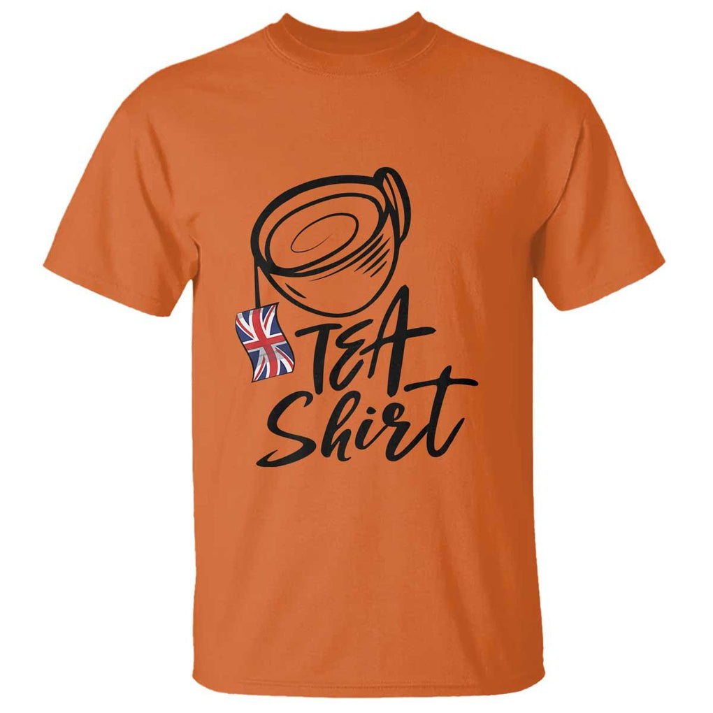 Funny British Tea T Shirt Quote UK Flag TS11 Orange Print Your Wear