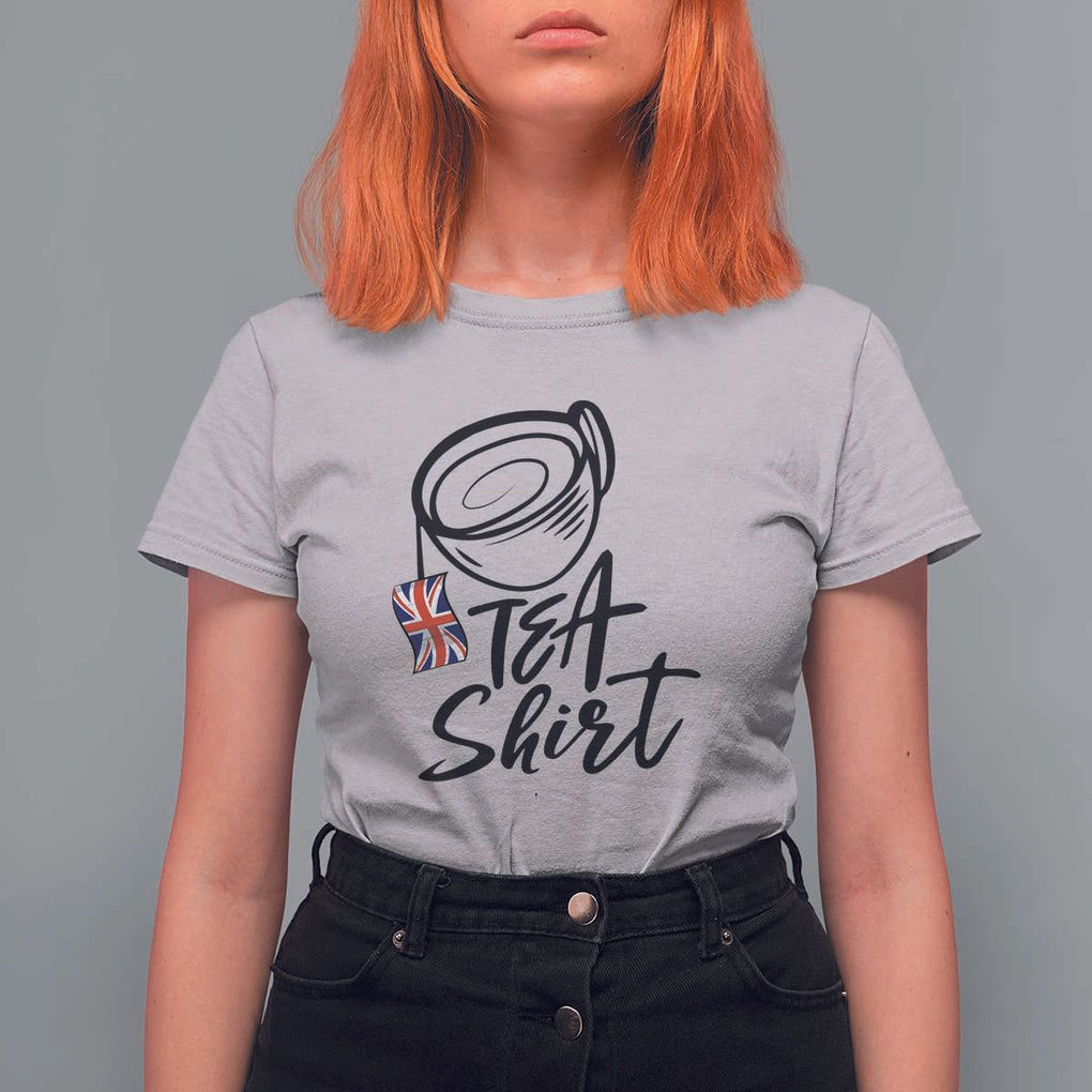 Funny British Tea T Shirt For Women Quote UK Flag TS11 Ice Gray Print Your Wear