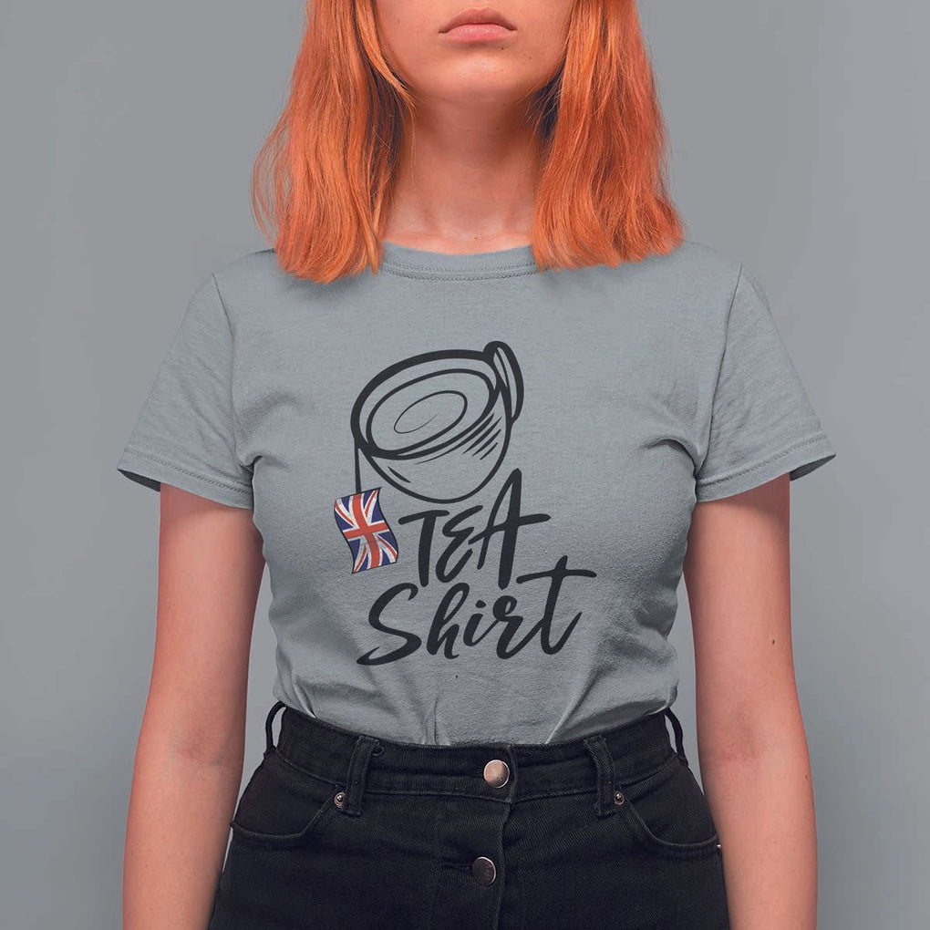 Funny British Tea T Shirt For Women Quote UK Flag TS11 Sport Gray Print Your Wear