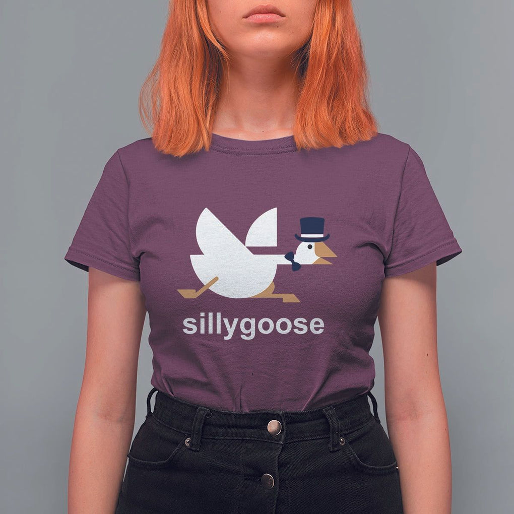 Funny Goose T Shirt For Women Cute Silly Goose Meme Aesthetic Trendy TS11 Maroon Print Your Wear