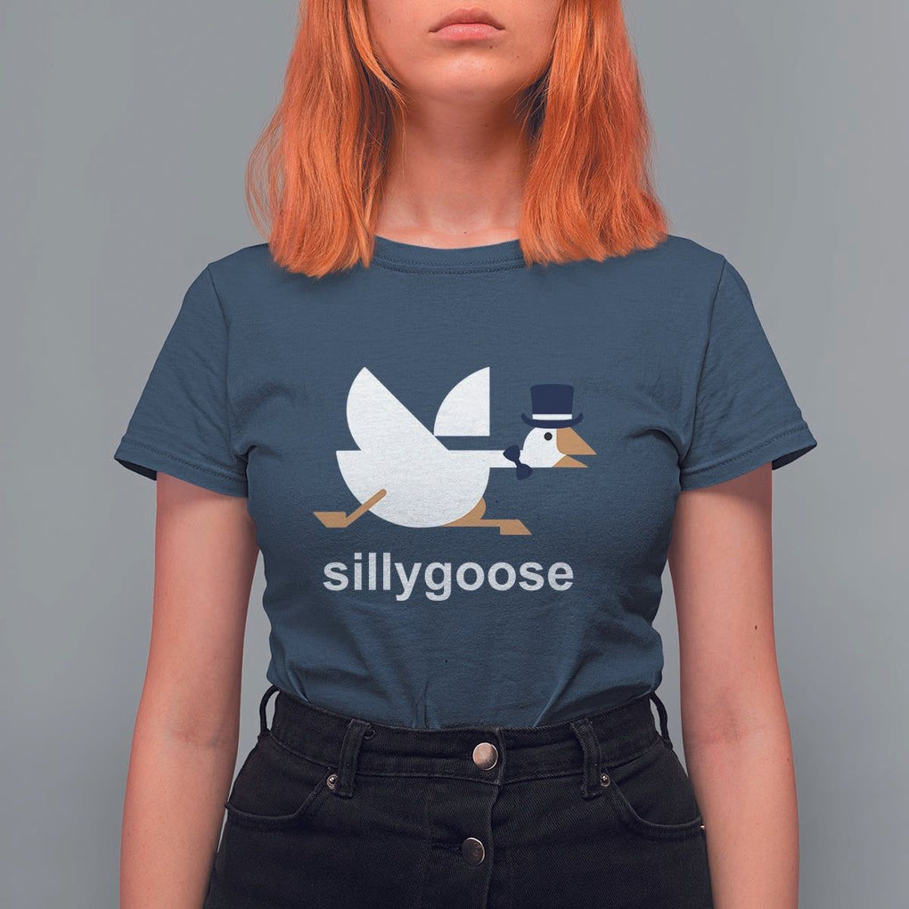 Funny Goose T Shirt For Women Cute Silly Goose Meme Aesthetic Trendy TS11 Navy Print Your Wear
