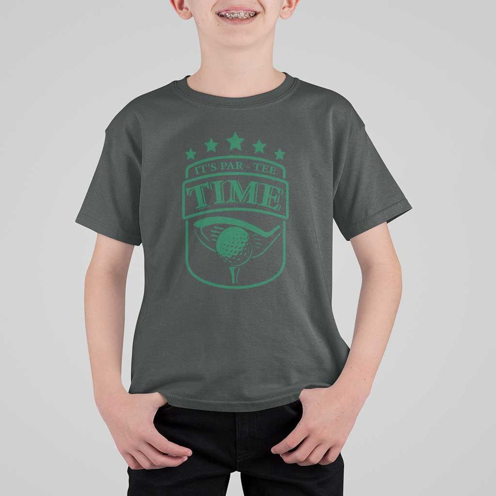 Funny Golf Lover T Shirt For Kid Let's Par - Tee Golfing Pun TS11 Dark Heather Print Your Wear