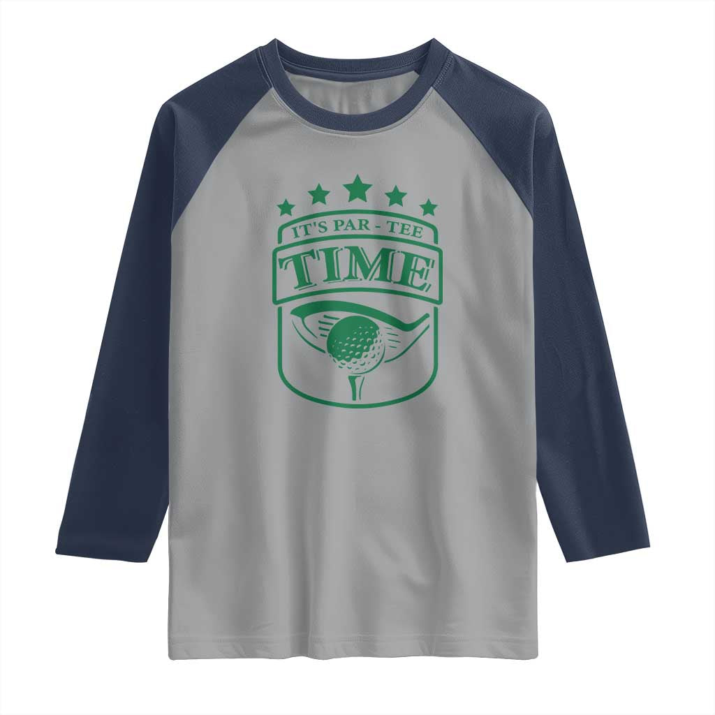 Funny Golf Lover Raglan Shirt Let's Par - Tee Golfing Pun TS11 Sport Gray Navy Print Your Wear