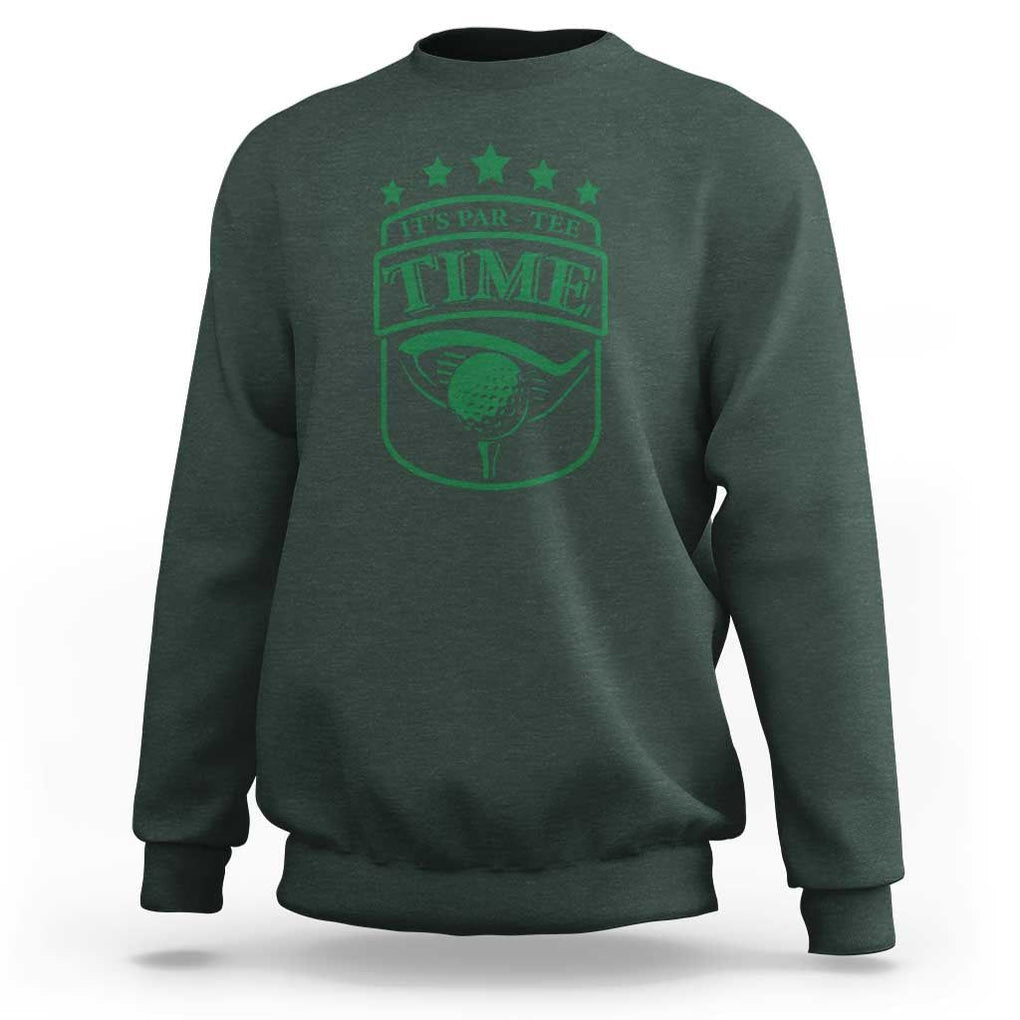 Funny Golf Lover Sweatshirt Let's Par - Tee Golfing Pun TS11 Dark Forest Green Print Your Wear