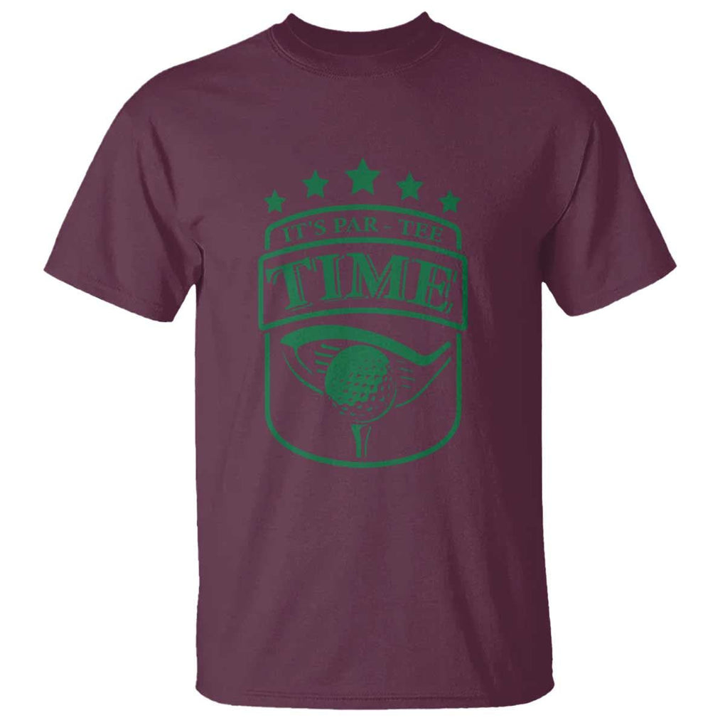 Funny Golf Lover T Shirt Let's Par - Tee Golfing Pun TS11 Maroon Print Your Wear