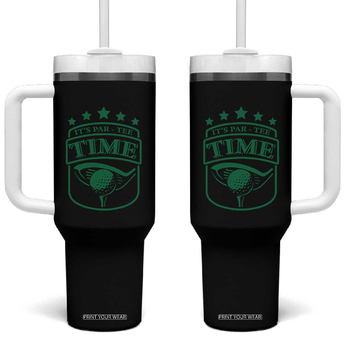 Funny Golf Lover Tumbler With Handle Let's Par - Tee Golfing Pun TS11 One Size: 40 oz Black Print Your Wear
