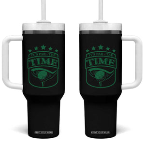Funny Golf Lover Tumbler With Handle Let's Par - Tee Golfing Pun TS11 One Size: 40 oz Black Print Your Wear