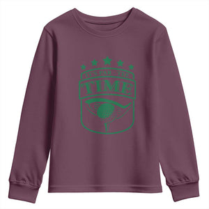 Funny Golf Lover Youth Sweatshirt Let's Par - Tee Golfing Pun TS11 Maroon Print Your Wear