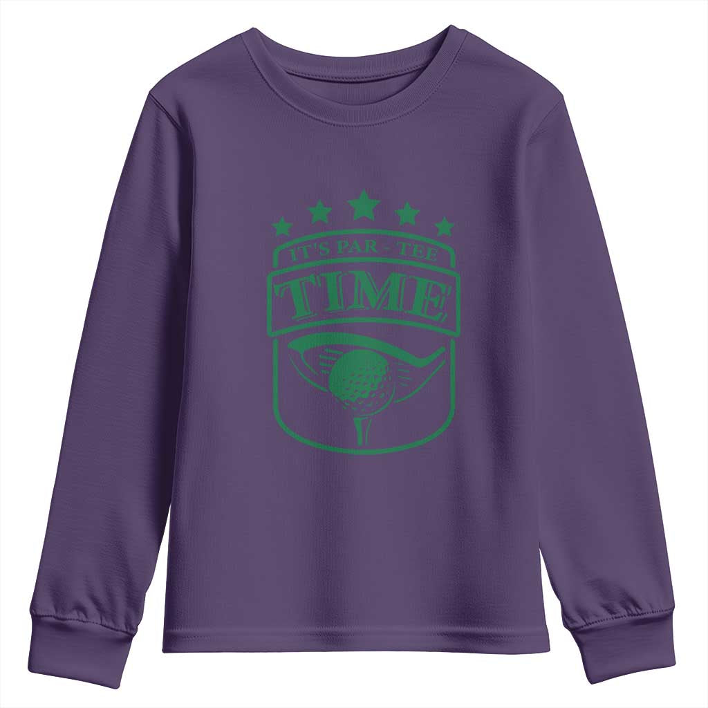 Funny Golf Lover Youth Sweatshirt Let's Par - Tee Golfing Pun TS11 Purple Print Your Wear