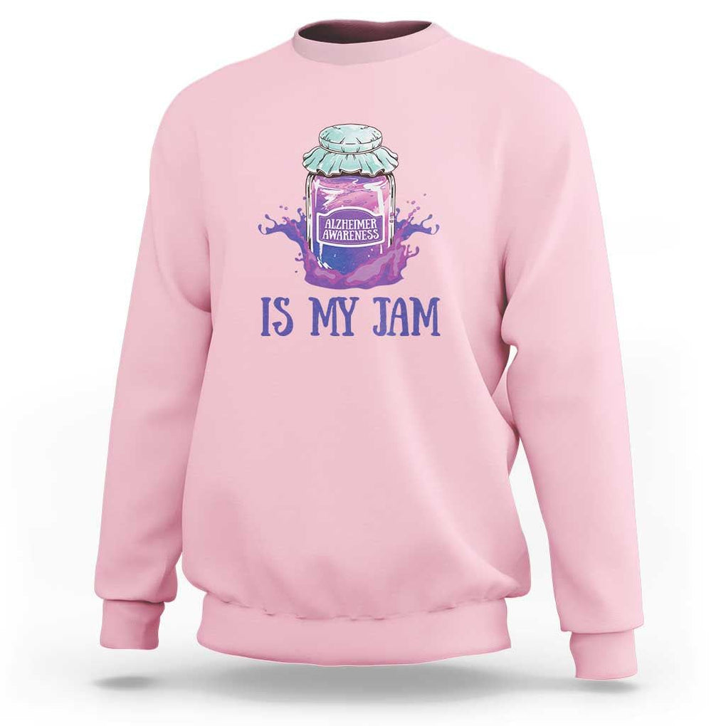 Alzheimer Is My Jam Sweatshirt Awareness Support Funny Saying Quotes Grape Jar TS11 Light Pink Print Your Wear