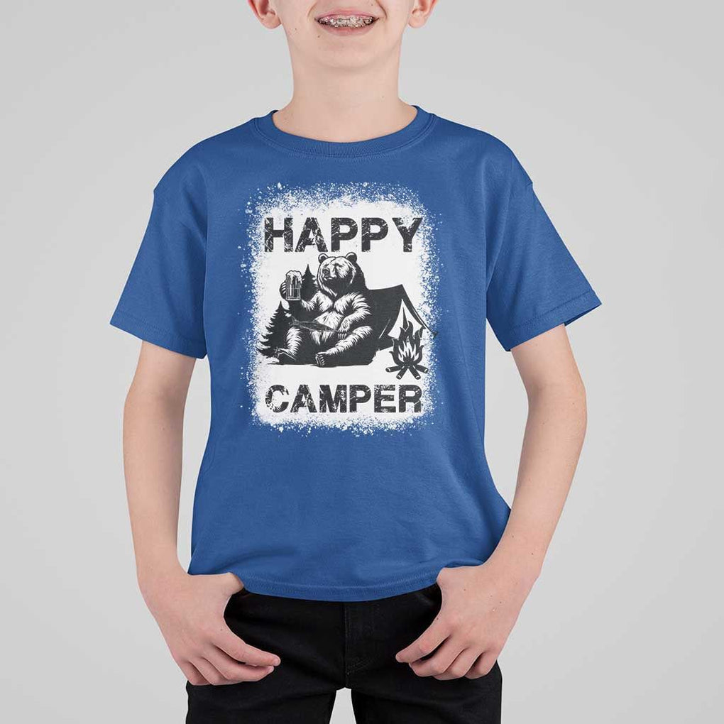 Camping Lover T Shirt For Kid Happy Camper Funny Bear Campfire Beer TS11 Royal Blue Print Your Wear