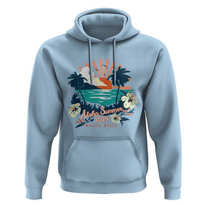 Summer Beach Hoodie Vintage Aloha Summer 2024 Wailea Hibiscus Flower TS11 Light Blue Print Your Wear