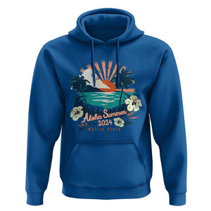 Summer Beach Hoodie Vintage Aloha Summer 2024 Wailea Hibiscus Flower TS11 Royal Blue Print Your Wear