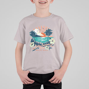 Summer Beach T Shirt For Kid Vintage Aloha Summer 2024 Wailea Hibiscus Flower TS11 Ice Gray Print Your Wear