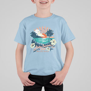 Summer Beach T Shirt For Kid Vintage Aloha Summer 2024 Wailea Hibiscus Flower TS11 Light Blue Print Your Wear